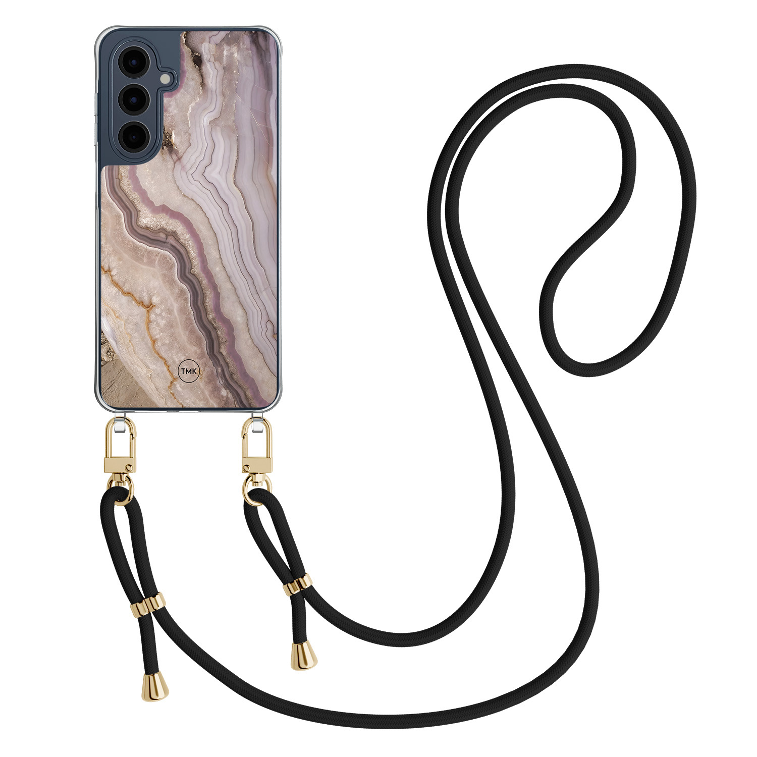 TMK Samsung Galaxy A16 hoesje met zwart koord - Blush marble