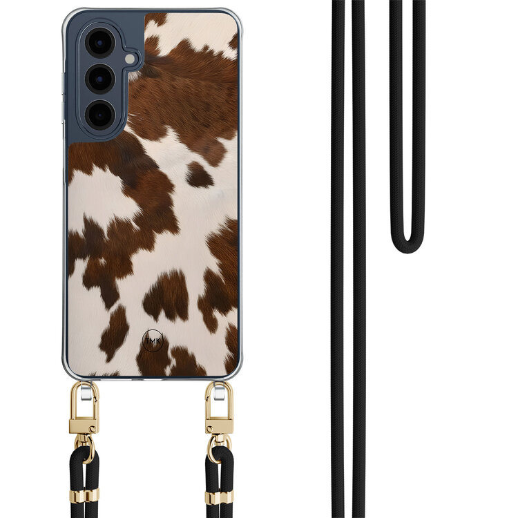 Casevibes Samsung Galaxy A16 hoesje met zwart koord - Cow vibe