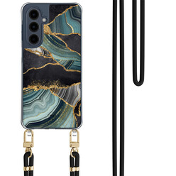 TMK Samsung Galaxy A16 hoesje met zwart koord - Marble jade stone