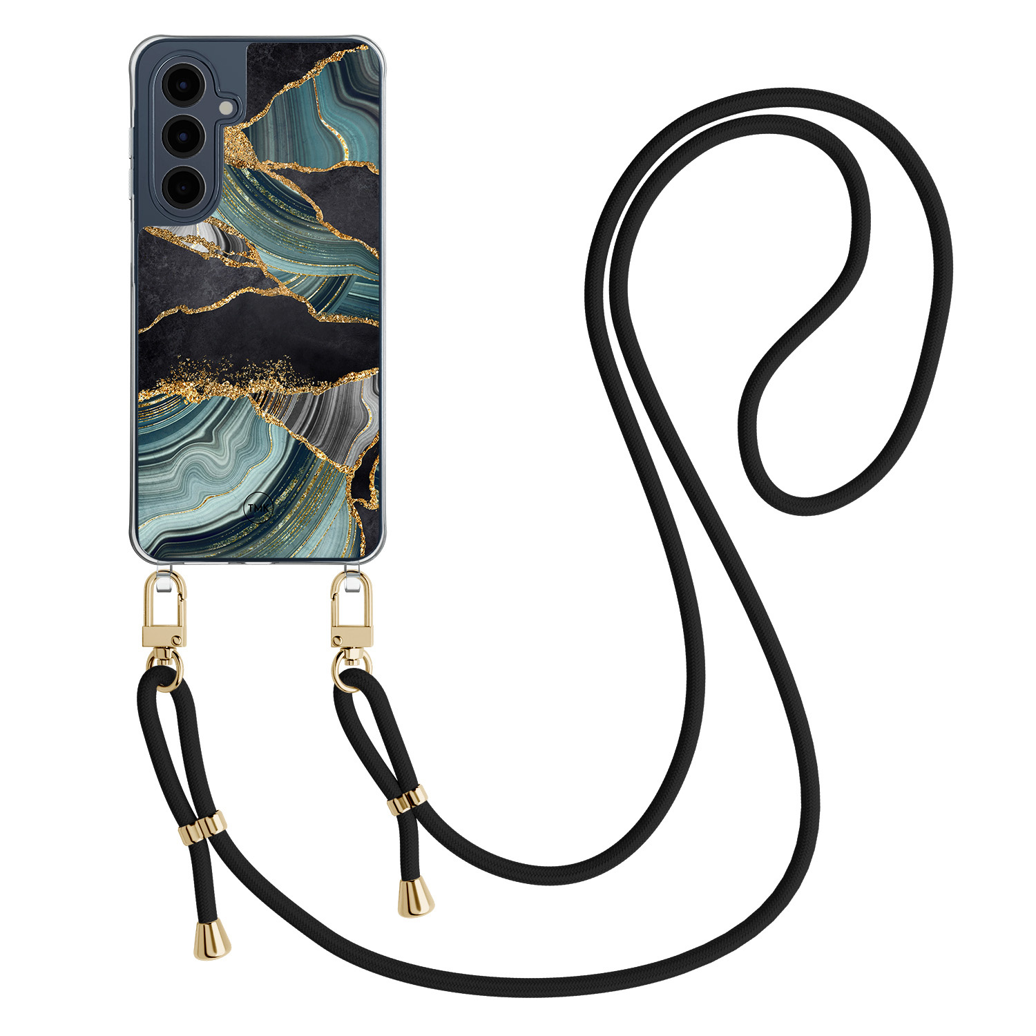 TMK Samsung Galaxy A16 hoesje met zwart koord - Marble jade stone