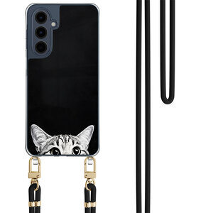 Casevibes Samsung Galaxy A16 hoesje met zwart koord - Kat kiekeboe