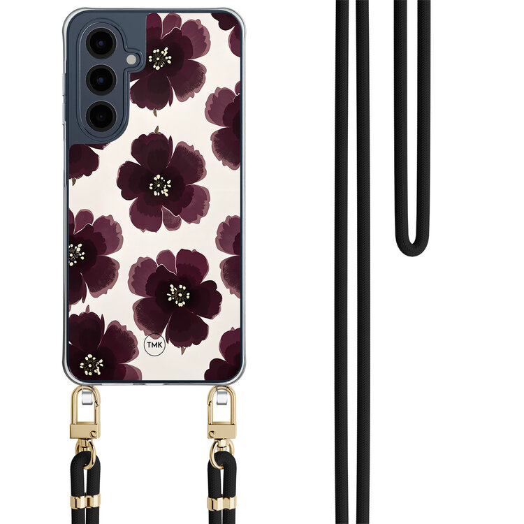 Casevibes Samsung Galaxy A16 hoesje met zwart koord - Burgundy flowers