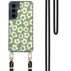 TMK Samsung Galaxy A16 hoesje met zwart koord - Retro cute flowers