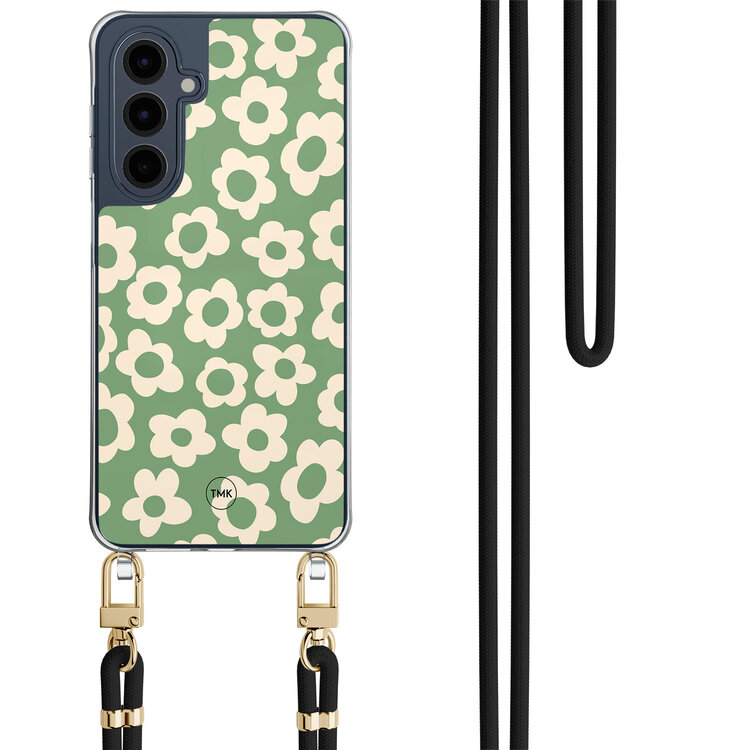 Casevibes Samsung Galaxy A16 hoesje met zwart koord - Retro cute flowers