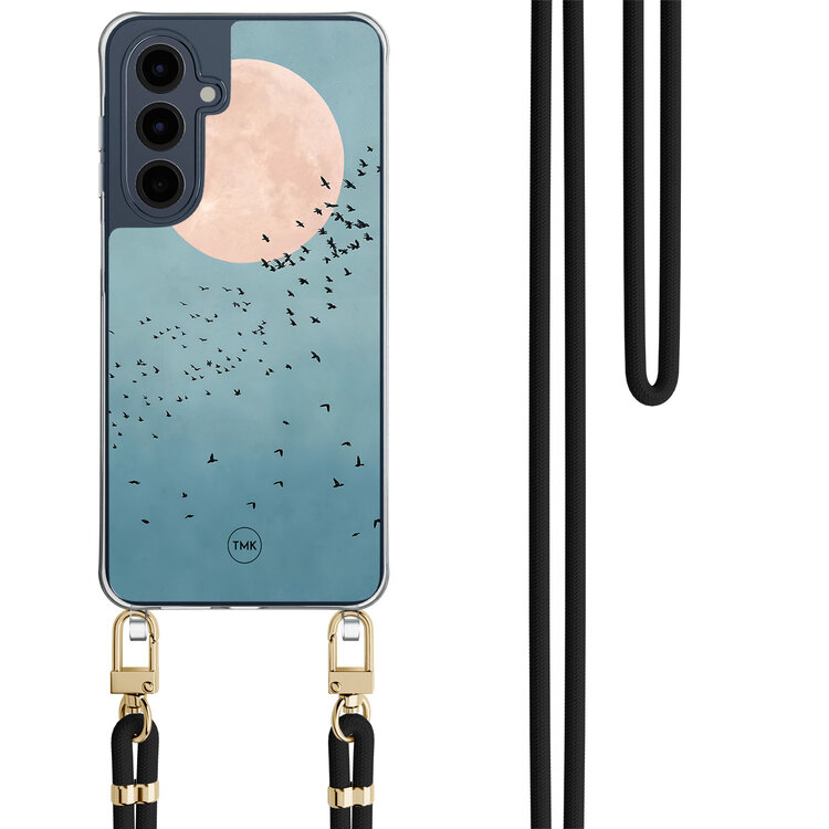 Casevibes Samsung Galaxy A16 hoesje met zwart koord - Moon birds