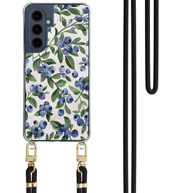 Casevibes Samsung Galaxy A16 hoesje met zwart koord - Blueberries