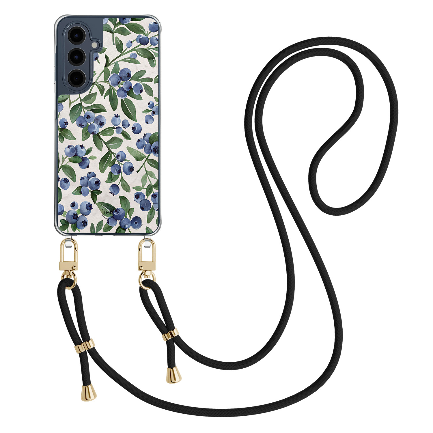 TMK Samsung Galaxy A16 hoesje met zwart koord - Blueberries