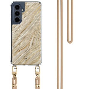 Casevibes Samsung Galaxy A16 hoesje met beige koord - Golden marble