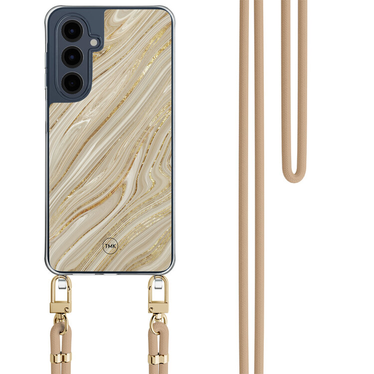 TMK Samsung Galaxy A16 hoesje met beige koord - Golden marble