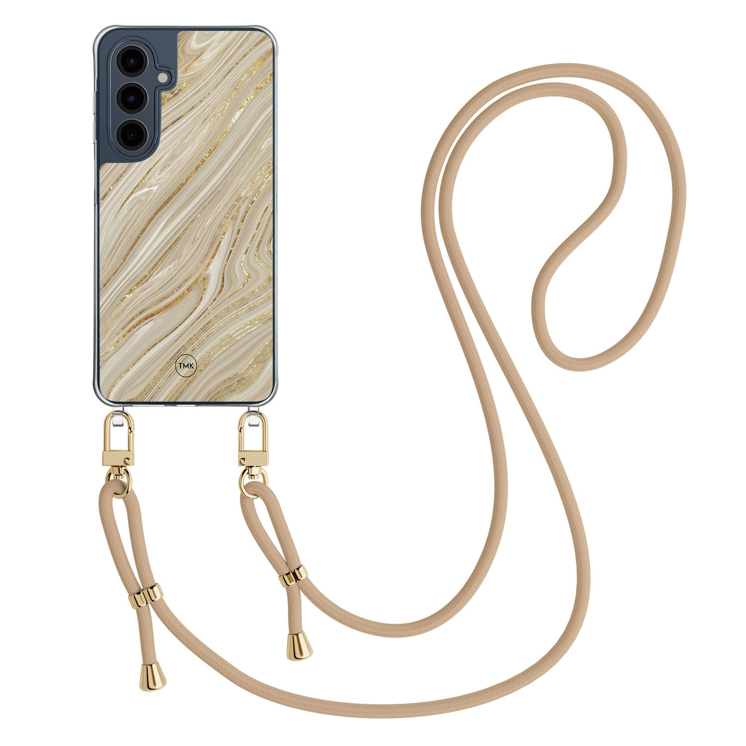TMK Samsung Galaxy A16 hoesje met beige koord - Golden marble