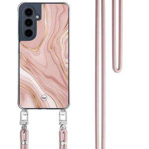 TMK Samsung Galaxy A16 hoesje met rosegoud koord - Rose marble