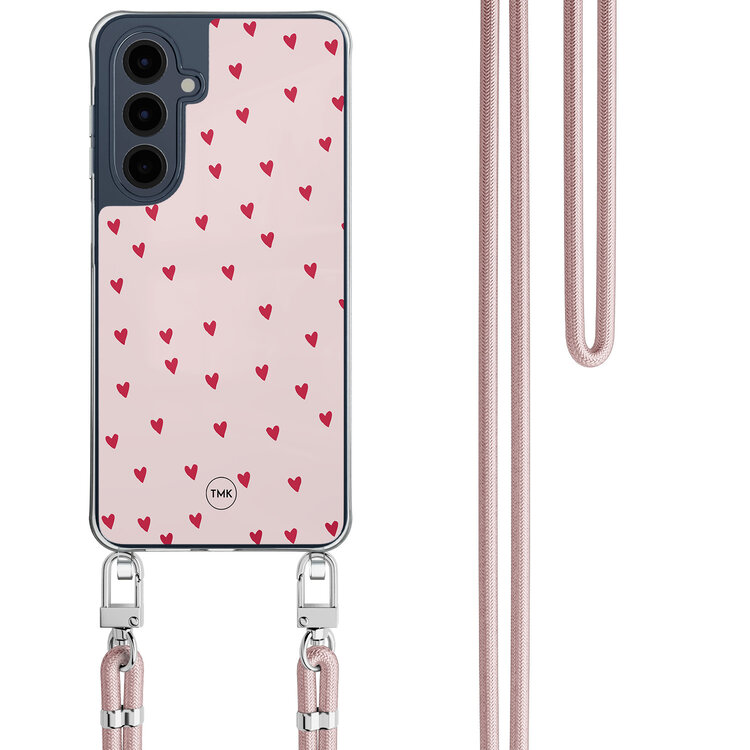Casevibes Samsung Galaxy A16 hoesje met rosegoud koord - Cute hearts