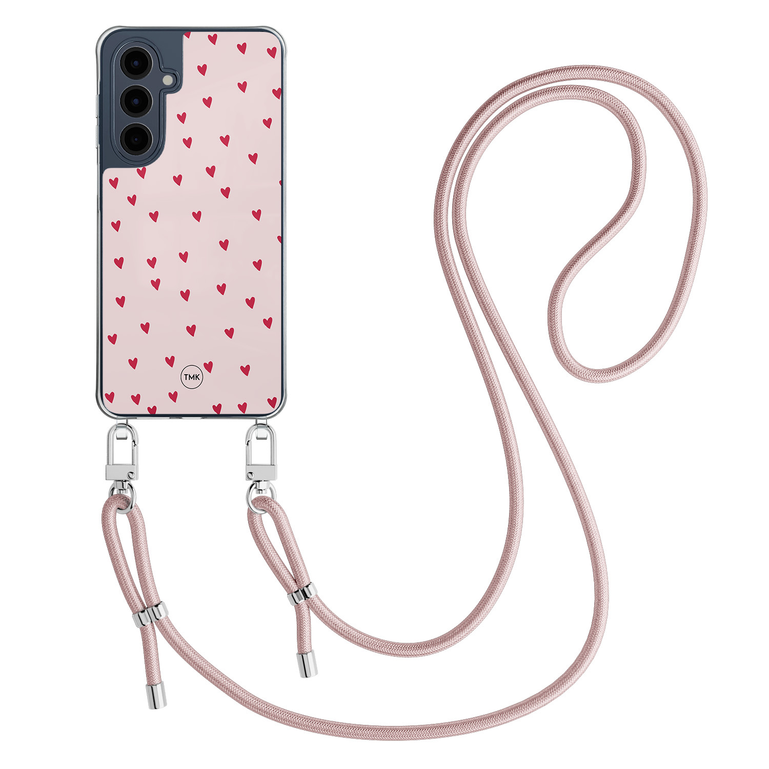TMK Samsung Galaxy A16 hoesje met rosegoud koord - Cute hearts
