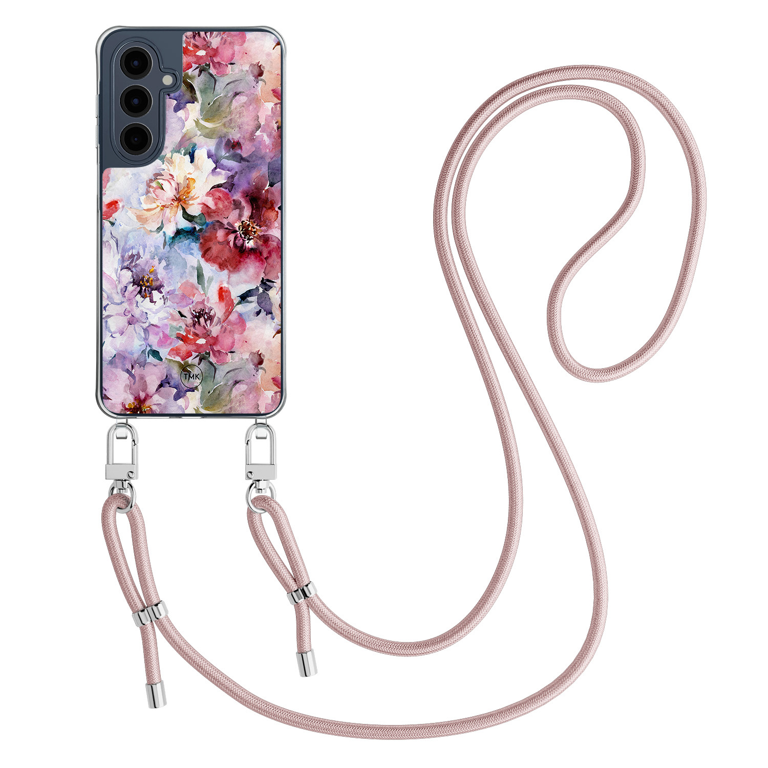 TMK Samsung Galaxy A16 hoesje met rosegoud koord - Bloemen acryl
