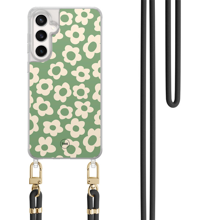 TMK Samsung Galaxy S23 FE hoesje met zwart koord - Retro cute flowers