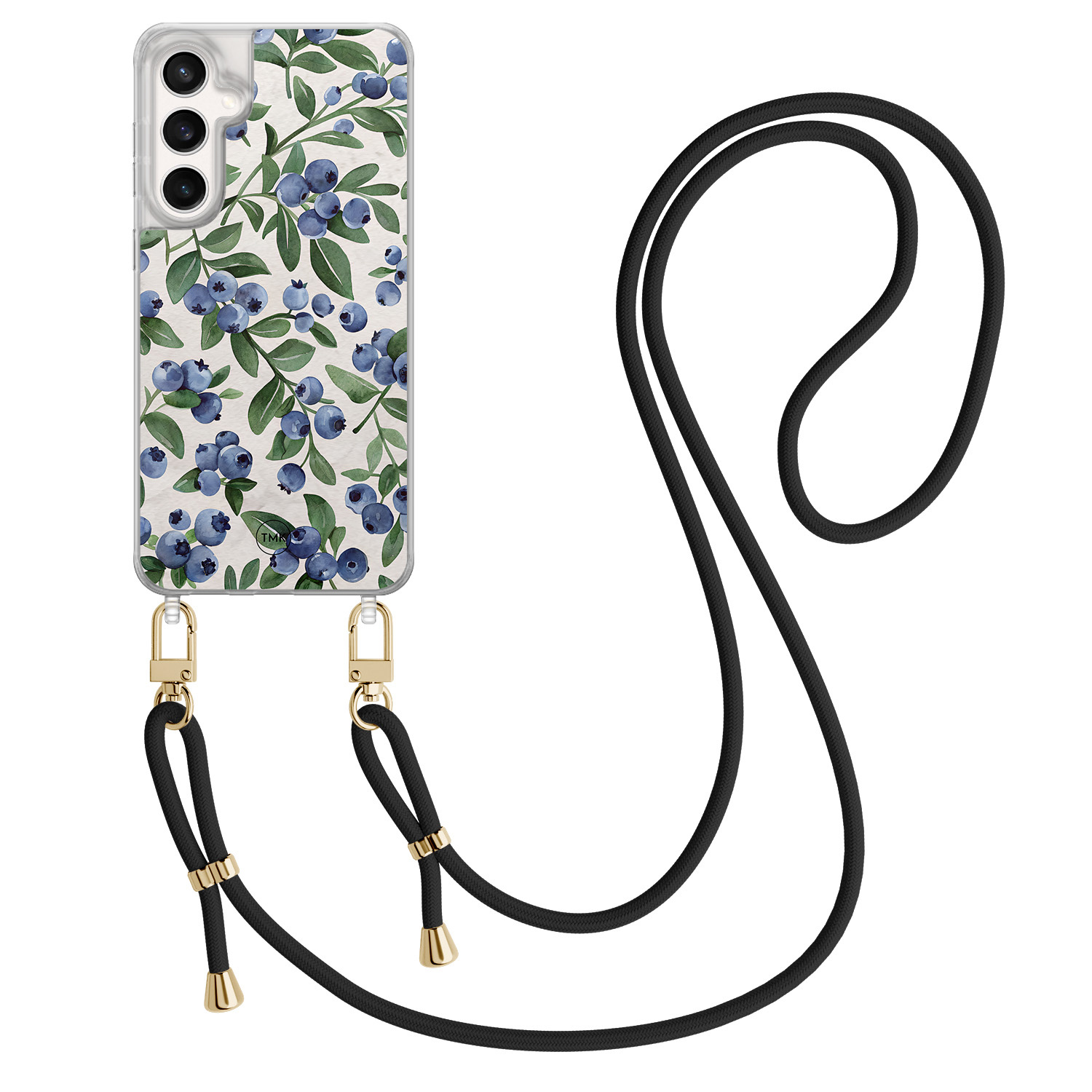 TMK Samsung Galaxy S23 FE hoesje met zwart koord - Blueberries