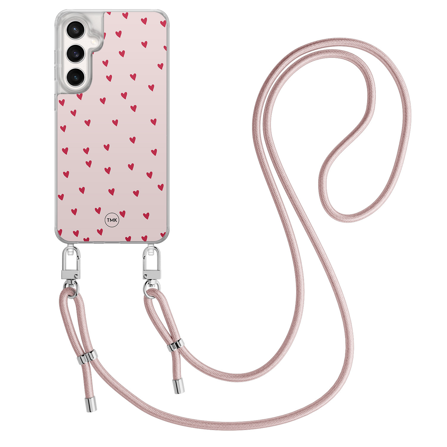 TMK Samsung Galaxy S23 FE hoesje met rosegoud koord - Cute hearts
