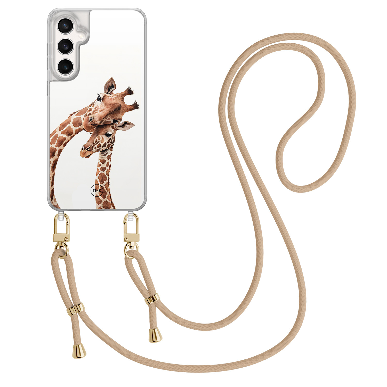 TMK Samsung Galaxy S23 FE hoesje met beige koord - Giraffen