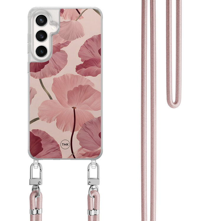 Casevibes Samsung Galaxy S24 FE hoesje met rosegoud koord - Vintage blossom