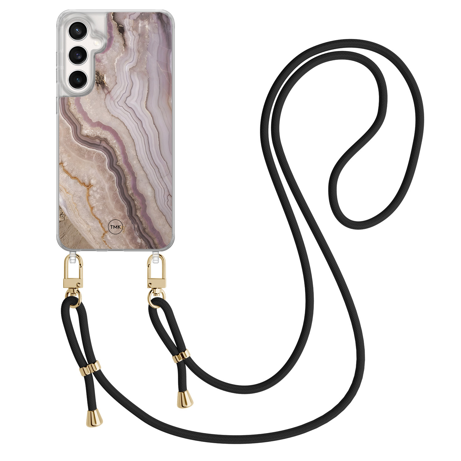 TMK Samsung Galaxy S24 FE hoesje met zwart koord - Blush marble