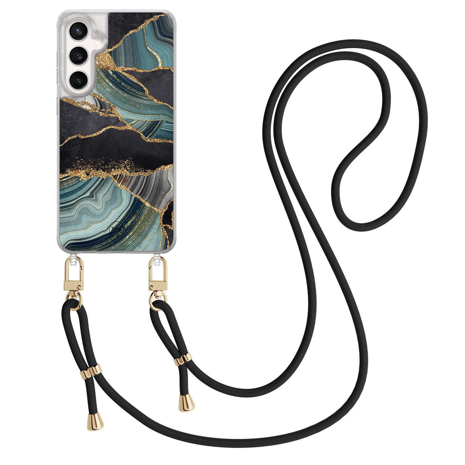 TMK Samsung Galaxy S24 FE hoesje met zwart koord - Marble jade stone