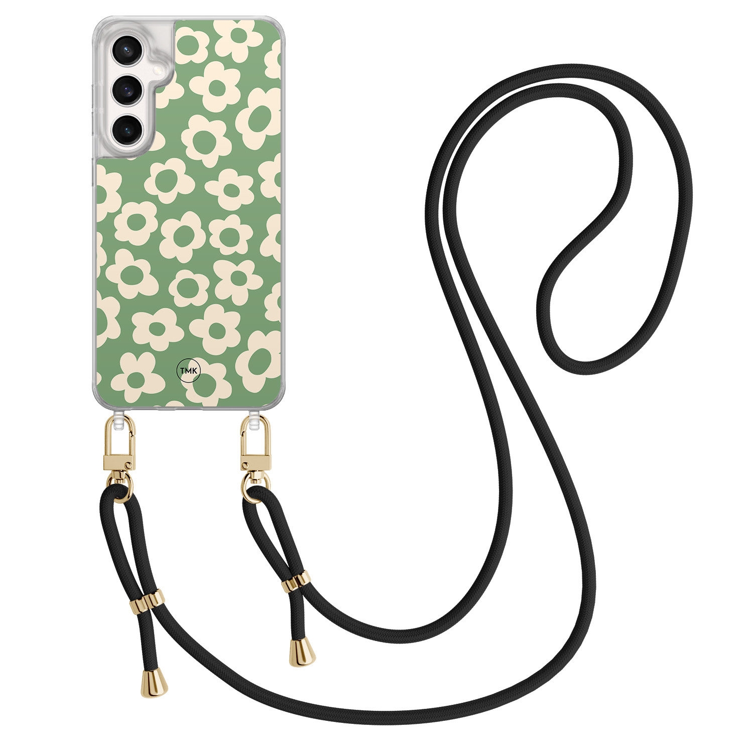 TMK Samsung Galaxy S24 FE hoesje met zwart koord - Retro cute flowers