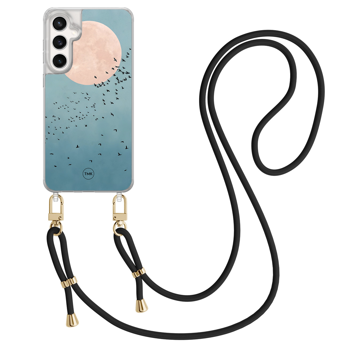 TMK Samsung Galaxy S24 FE hoesje met zwart koord - Moon birds