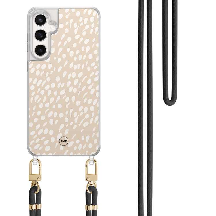 Casevibes Samsung Galaxy S24 FE hoesje met zwart koord - Sand dots