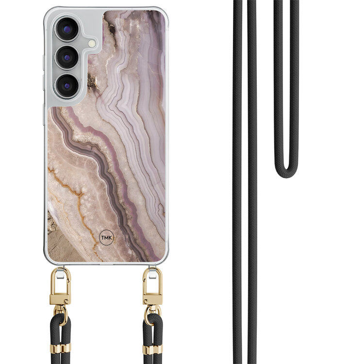 TMK Samsung Galaxy S25 FE hoesje met zwart koord - Blush marble