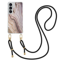 TMK Samsung Galaxy S25 FE hoesje met zwart koord - Blush marble