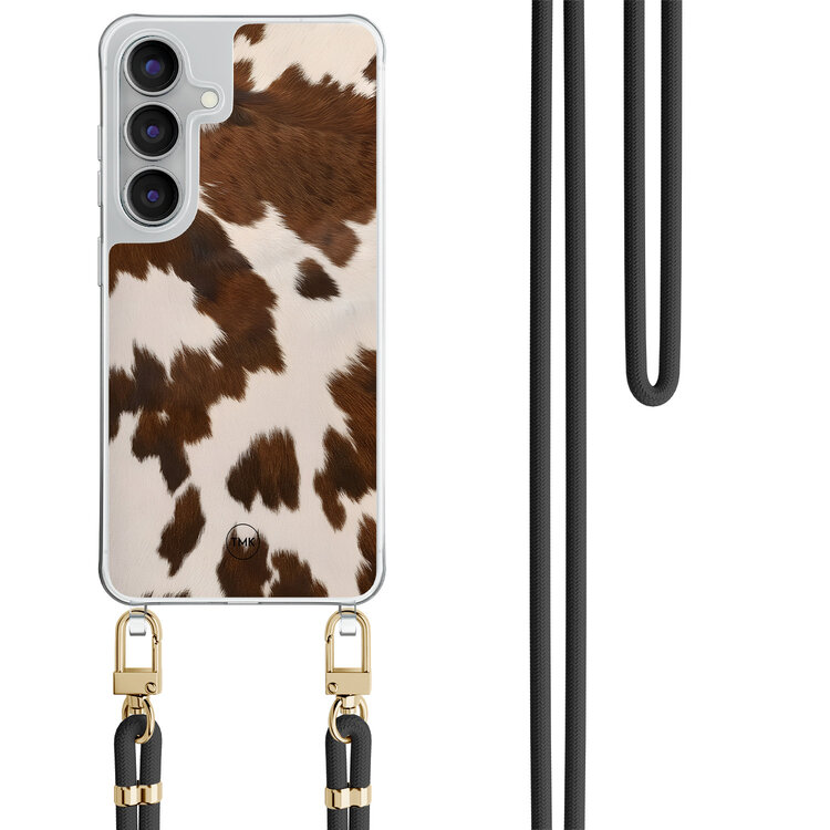 Casevibes Samsung Galaxy S25 FE hoesje met zwart koord - Cow vibe