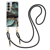 TMK Samsung Galaxy S25 FE hoesje met zwart koord - Marble jade stone