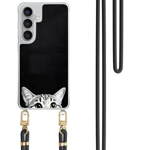 Casevibes Samsung Galaxy S25 FE hoesje met zwart koord - Kat kiekeboe