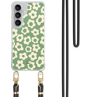 TMK Samsung Galaxy S25 FE hoesje met zwart koord - Retro cute flowers