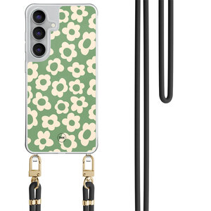 Casevibes Samsung Galaxy S25 FE hoesje met zwart koord - Retro cute flowers