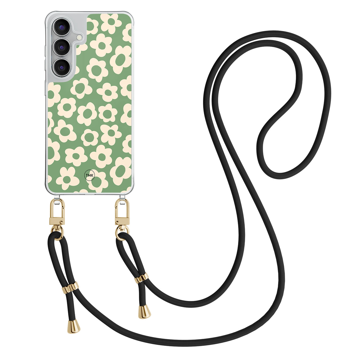 TMK Samsung Galaxy S25 FE hoesje met zwart koord - Retro cute flowers