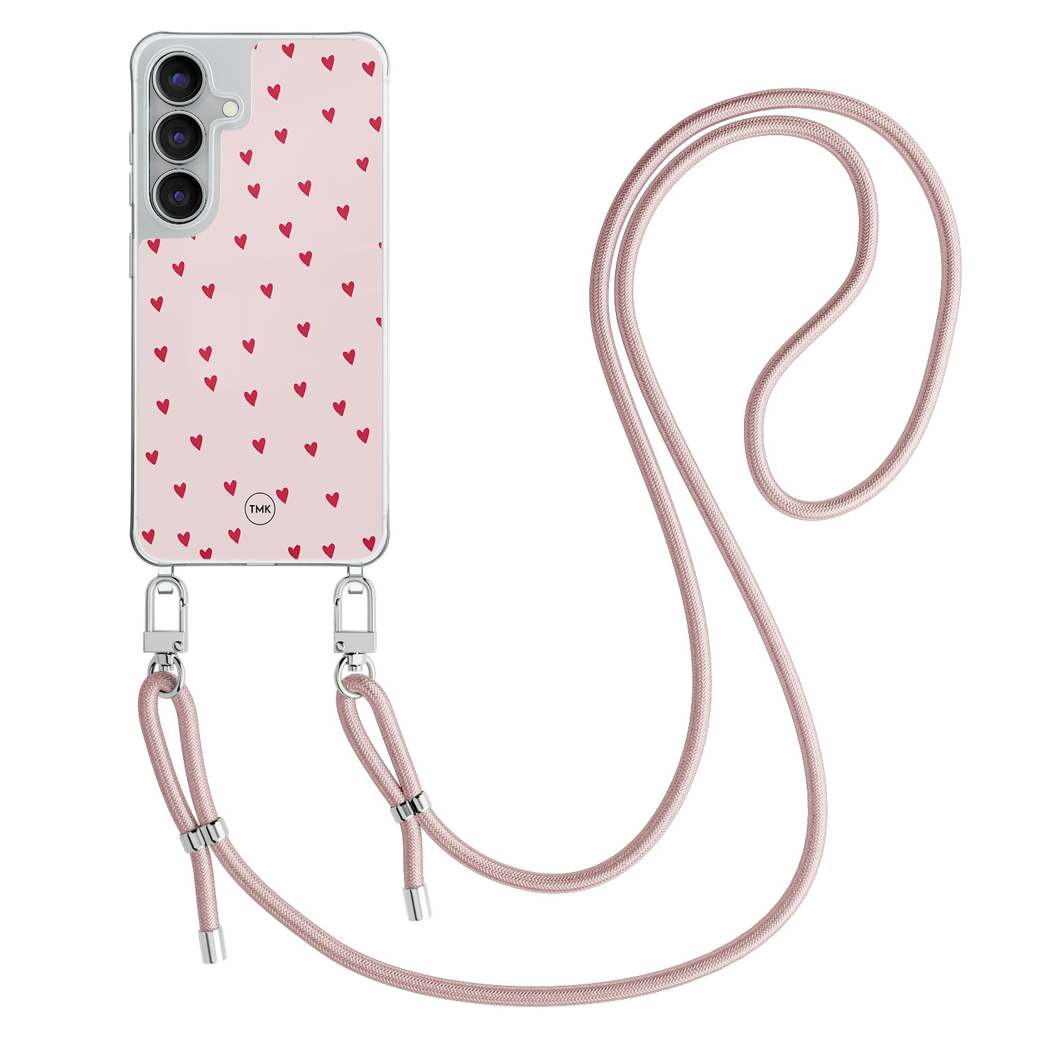 TMK Samsung Galaxy S25 FE hoesje met rosegoud koord - Cute hearts