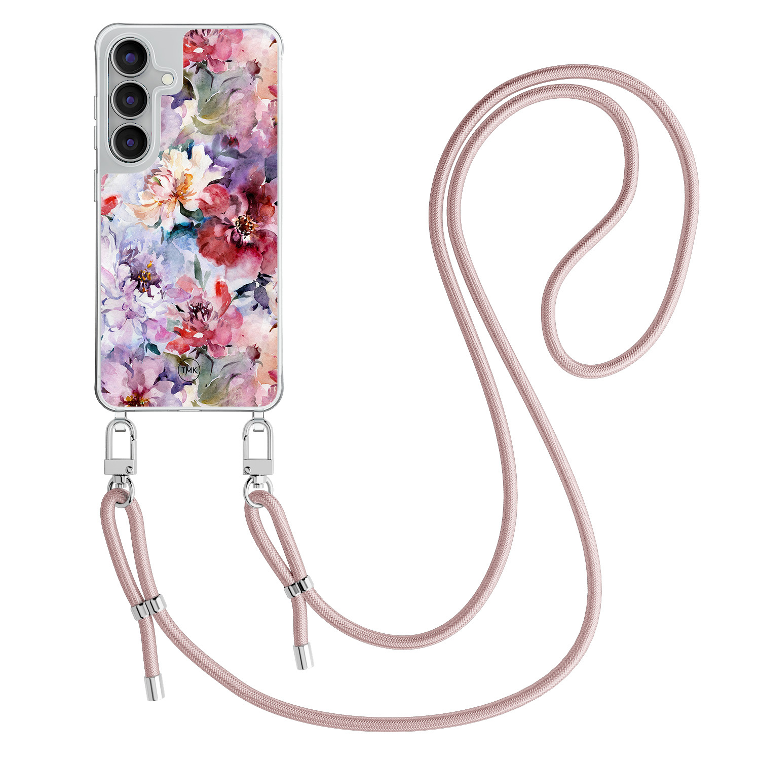 TMK Samsung Galaxy S25 FE hoesje met rosegoud koord - Bloemen acryl