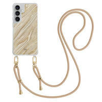 TMK Samsung Galaxy S25 FE hoesje met beige koord - Golden marble