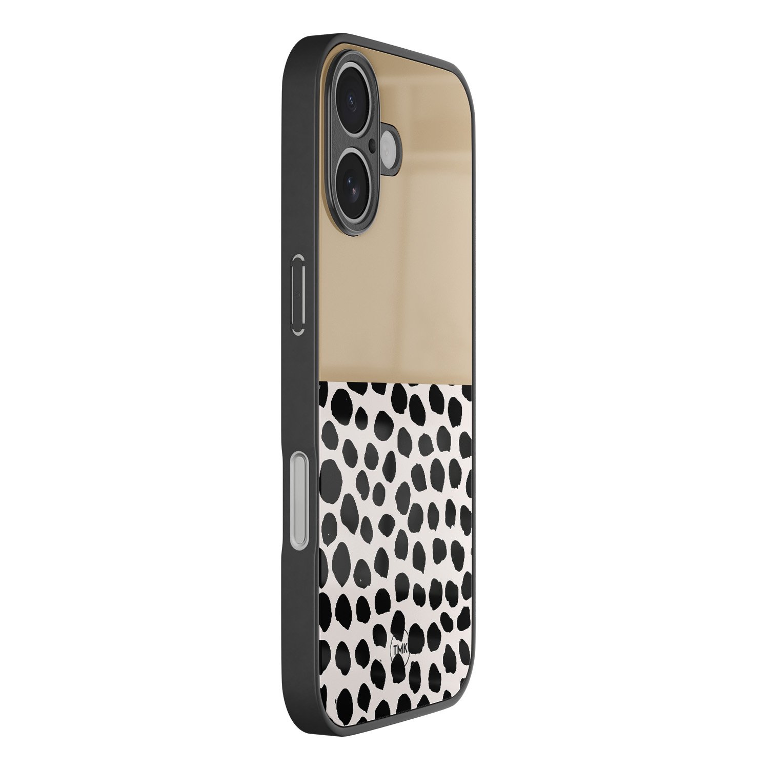 TMK iPhone 17 glazen hardcase - Brown dots abstract