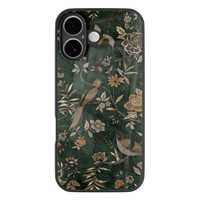 TMK iPhone 17 glazen hardcase - Khaki golden flowers