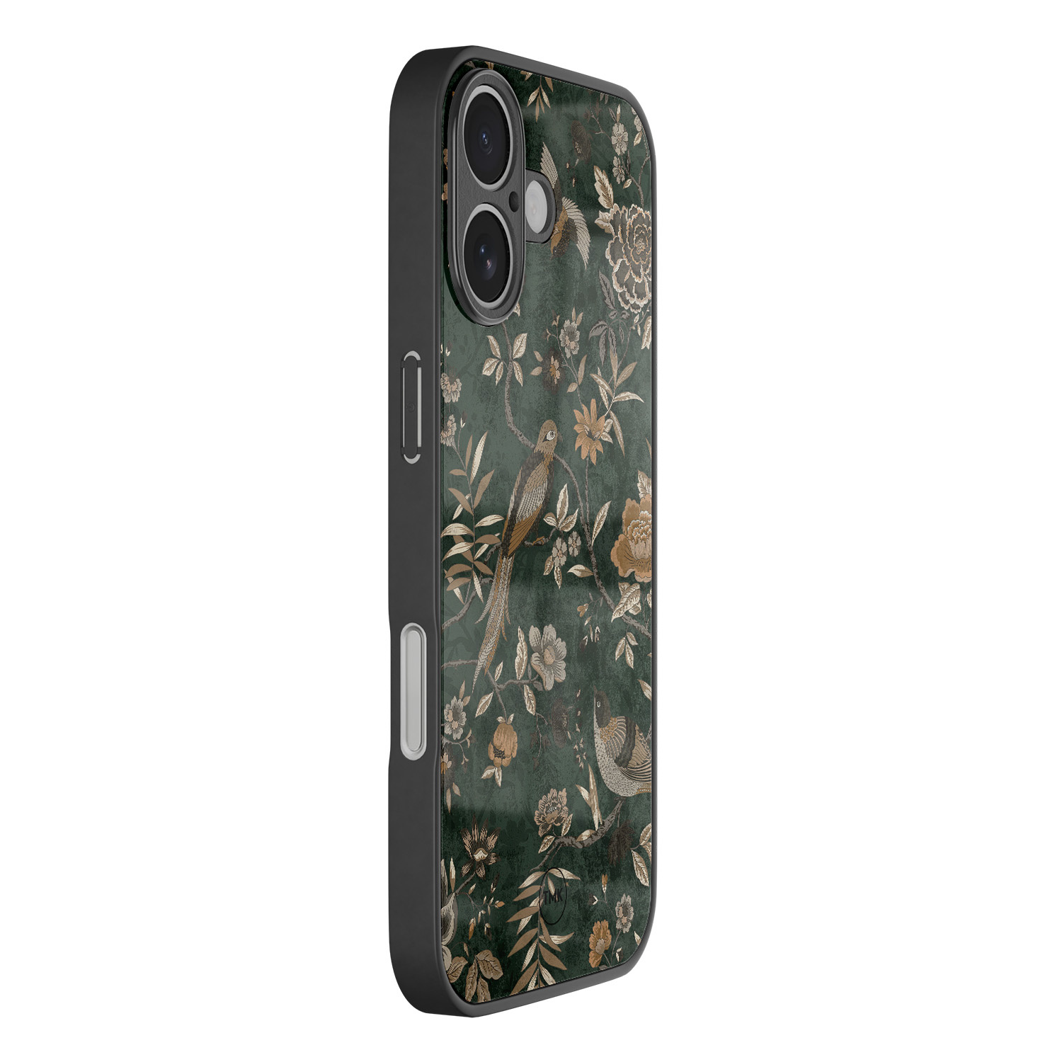 TMK iPhone 17 glazen hardcase - Khaki golden flowers