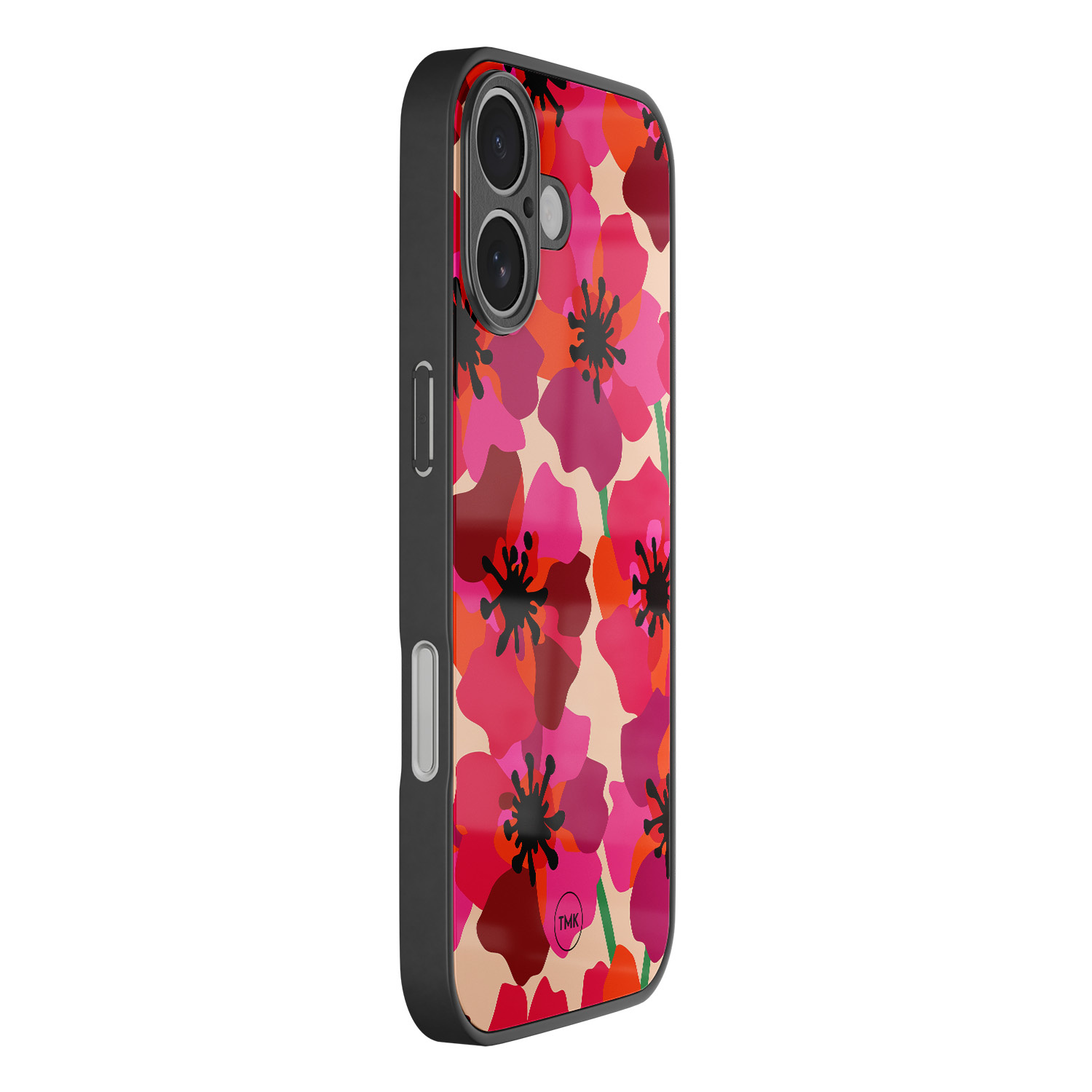 TMK iPhone 17 glazen hardcase - Pink floral bliss