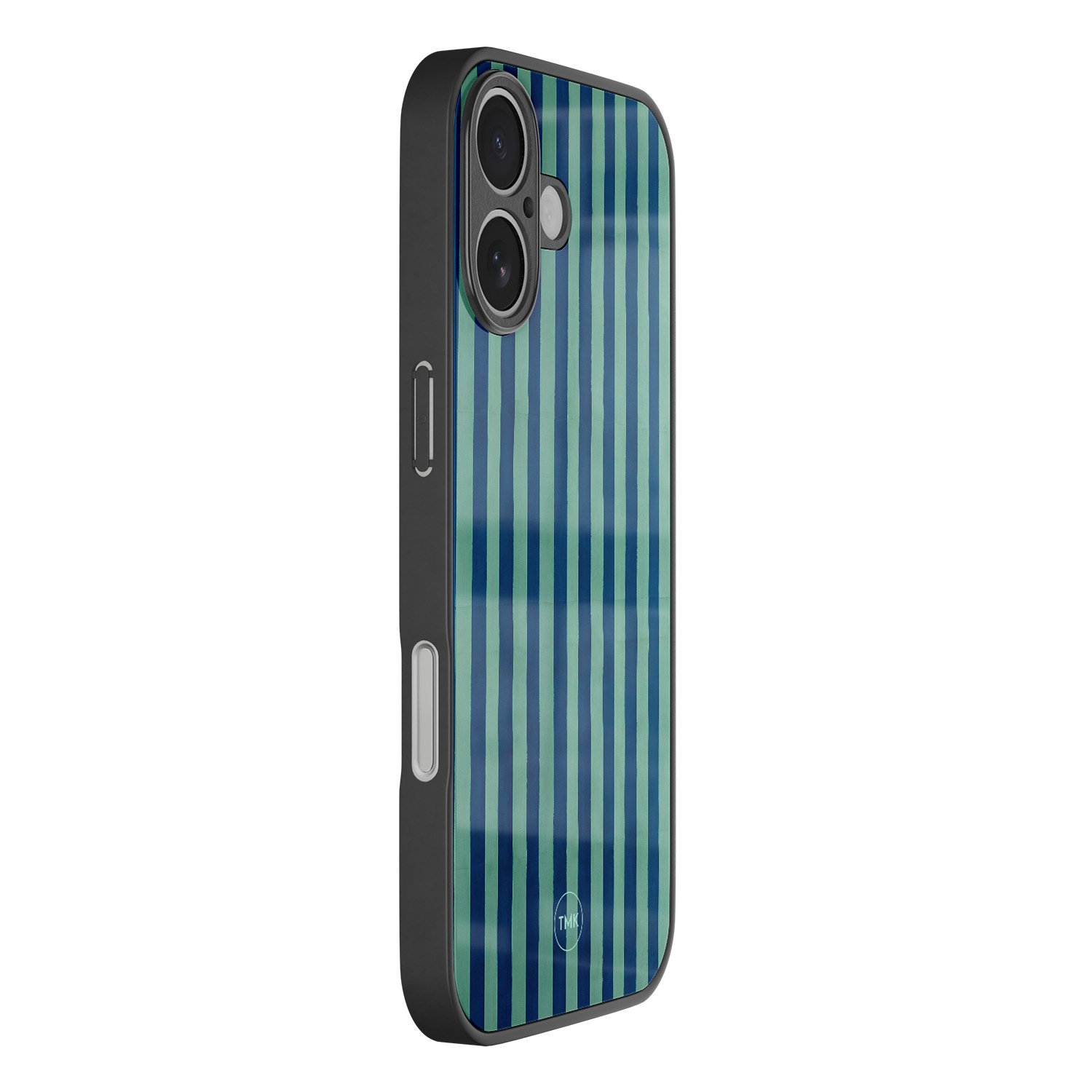 TMK iPhone 17 glazen hardcase - Blauwe strepen