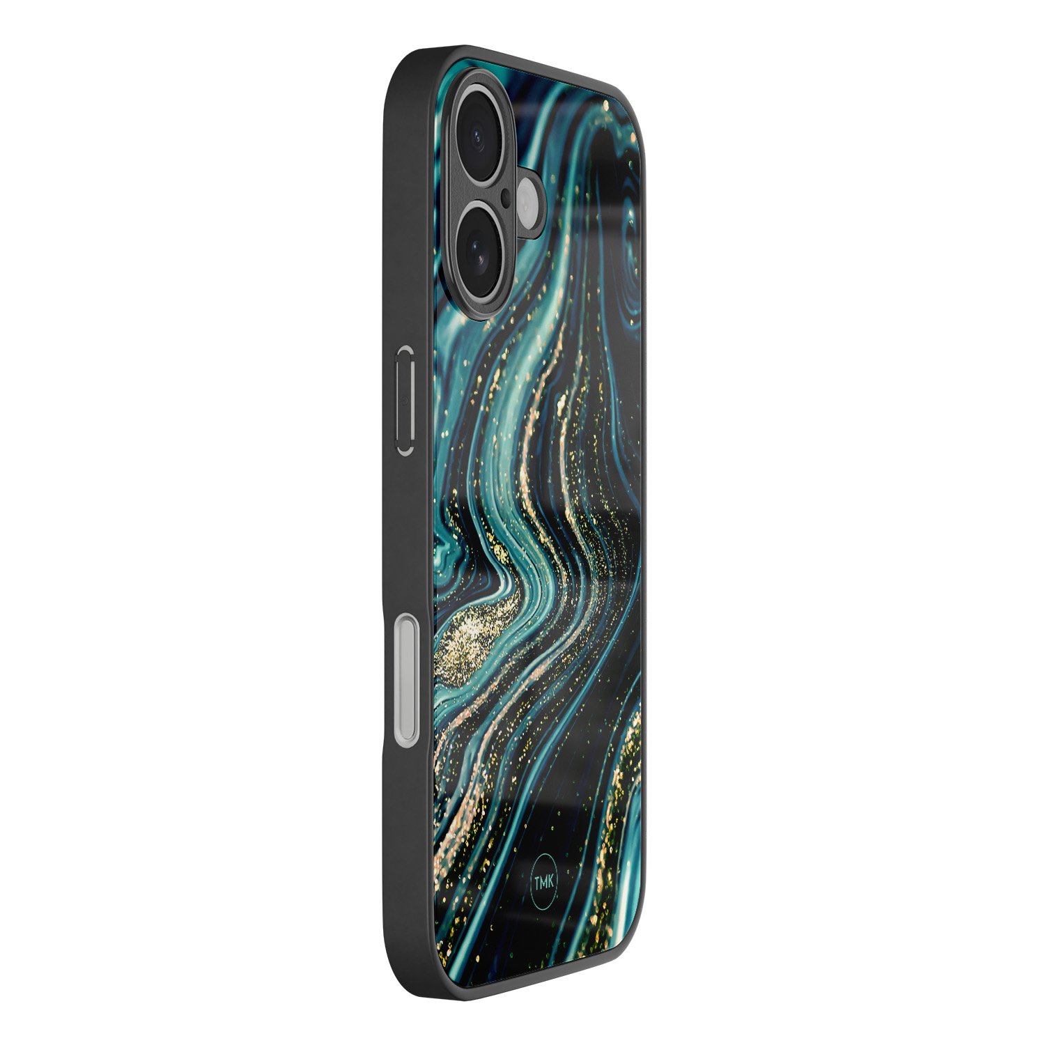 TMK iPhone 17 glazen hardcase - Blue marble waves