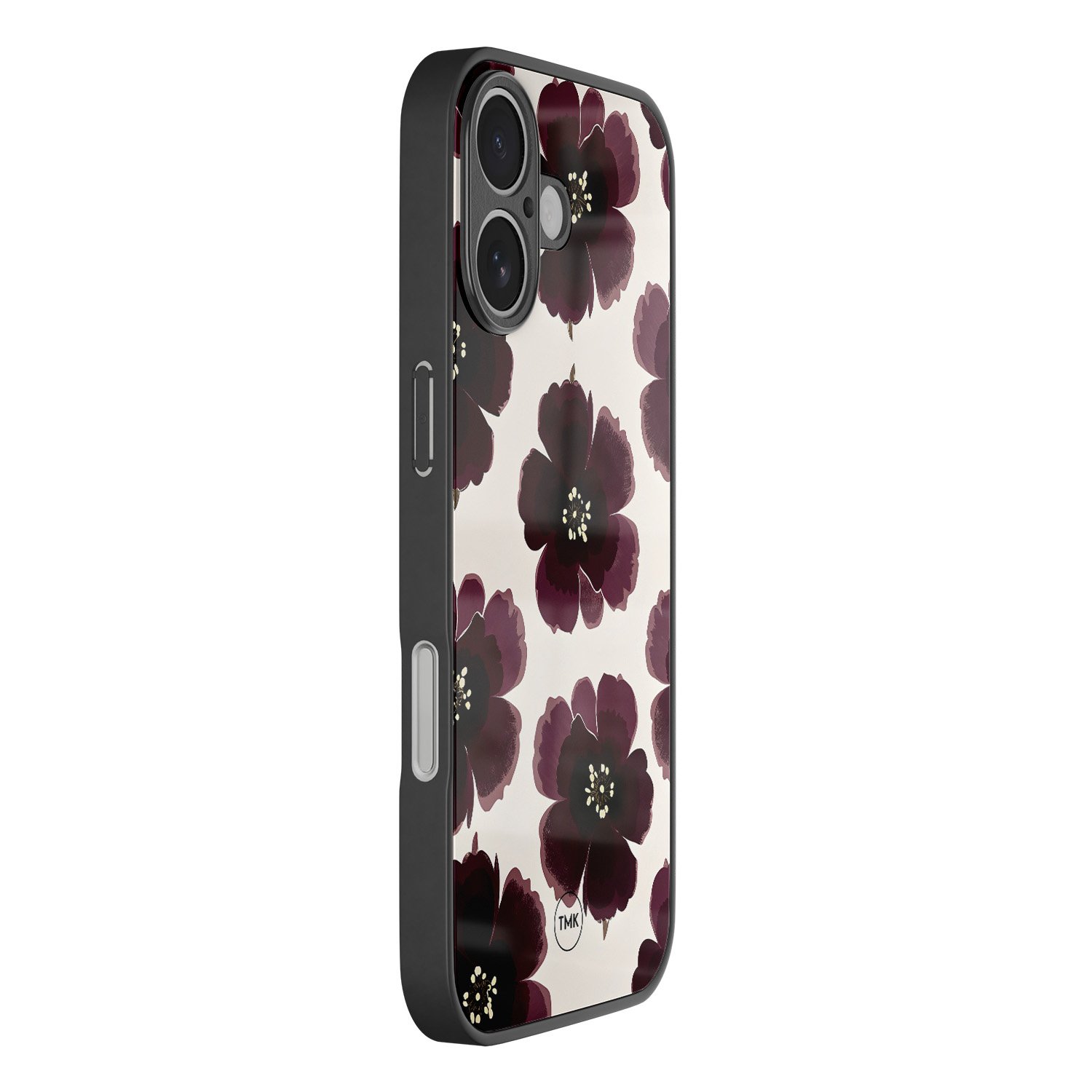 TMK iPhone 17 glazen hardcase - Burgundy flowers