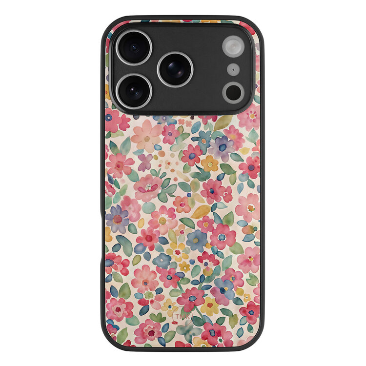 Casevibes iPhone 17 Pro glazen hardcase - Pastel garden