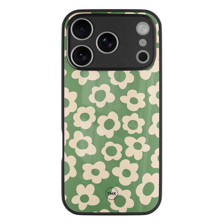 TMK iPhone 17 Pro glazen hardcase - Retro cute flowers