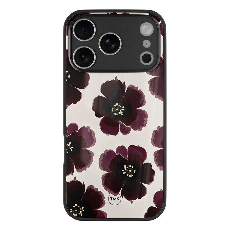 Casevibes iPhone 17 Pro glazen hardcase - Burgundy flowers