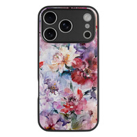 TMK iPhone 17 Pro glazen hardcase - Bloemen acryl